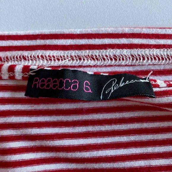 Rebecca G red striped shirt sleeve shirt with print size large - Picture 2 of 14